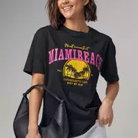 Трикотажная футболка с принтом Miami Beach - черный цвет, L (есть размеры)