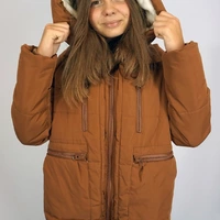 Купить куртка женская молодежная стильная коричневого цвета