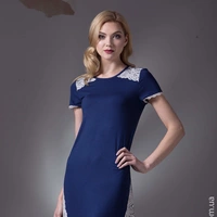Сорочка нічна жіноча темно-синього кольору із серії віскоза (ELLEN)