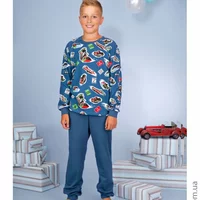 Піжама для хлопчика довгий рукав джинсового відтінку