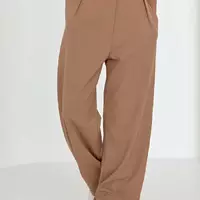 Женские брюки свободного кроя с карманами - коричневый цвет, L (есть размеры)
