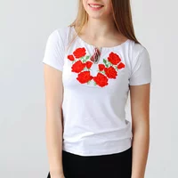 Вишита жіноча футболка Троянди А-13