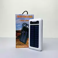 Power Bank Solar з кабелем USB+Micro+Type-C+Lightning (10000mAh) Белый