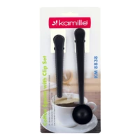 Ложка мерная для кофе Kamille с зажимом + зажим 2 пр.(черный) KM-8838