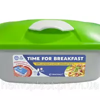 Контейнер харчовий «Time for breakfast» 500 мл салатовий з клапаном для підігріву в СВЧ ТМ Тірапласт