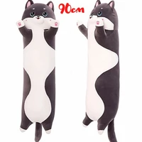 Большая мягкая плюшевая игрушка Длинный Кот Батон котейка-подушка Темно-серый 90 см