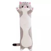 Плюшевий кіт RESTEQ сірого кольору 45 см. Плюшева м'яка іграшка Кіт. Іграшка кіт. Іграшка-подушка кіт