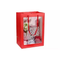 Подарочный пакет с окном красный  (25х35х18см) 31-12410