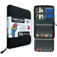 Набор цветные и графитные карандаши 96 предметов подарочный набор в нейлоновом чехле Art Planet папугай
