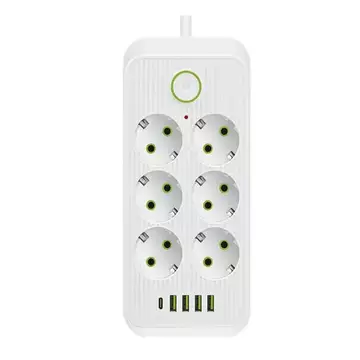 Мережевий фільтр-подовжувач SMART 6 розеток 5 USB 3 метри, білий